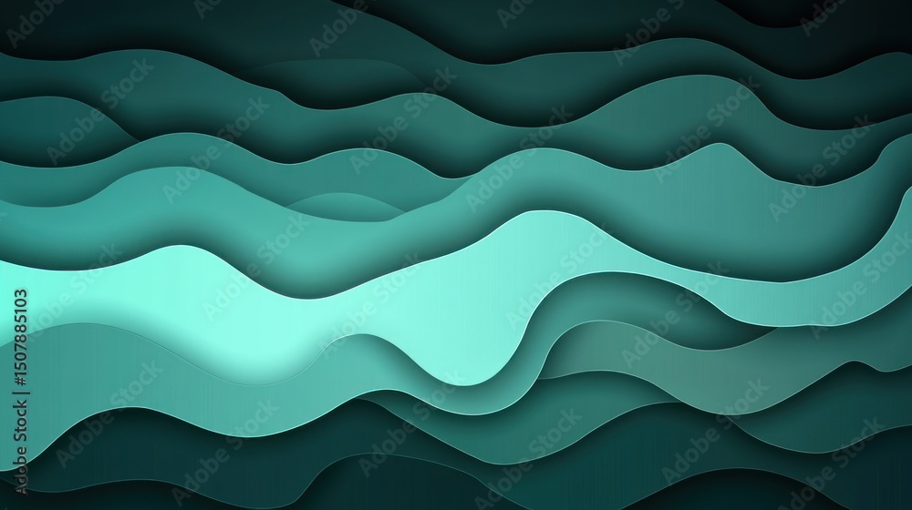 Abstract layered teal waves Abstract layered teal waves