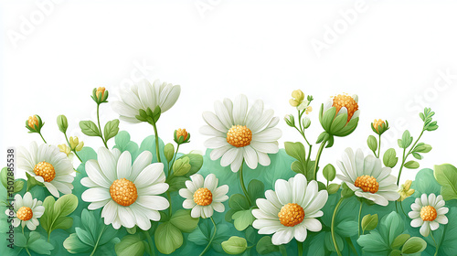 Little Fresh Daisy Illustration Isolated on White Background