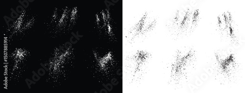 Black and white set of bleeding vector blood splatter background