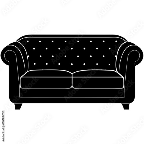 black sofa isolated on white background