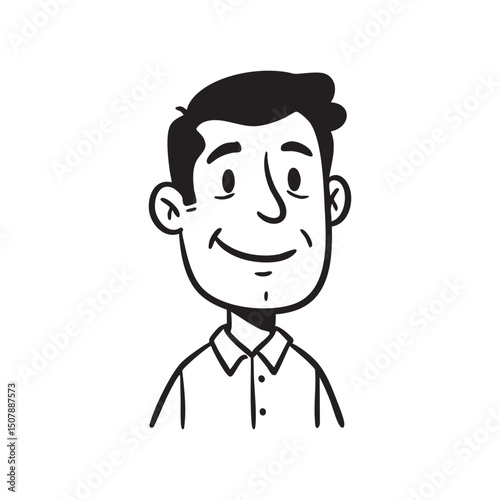 Happy Man Cartoon Outline Illustration Vector EPS File