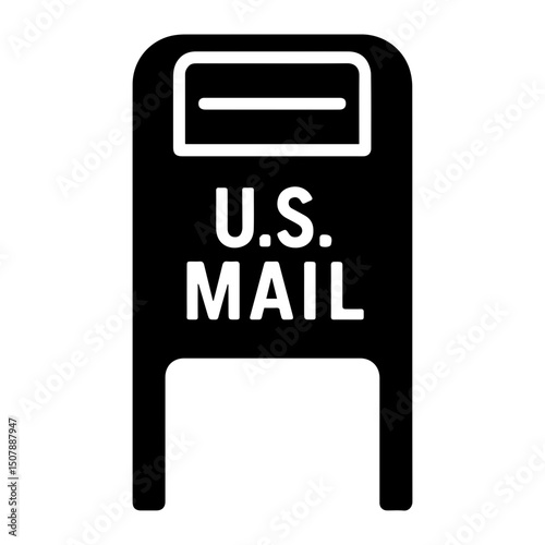 US mail mailbox icon traditional postal mailbox with flag transparent background
