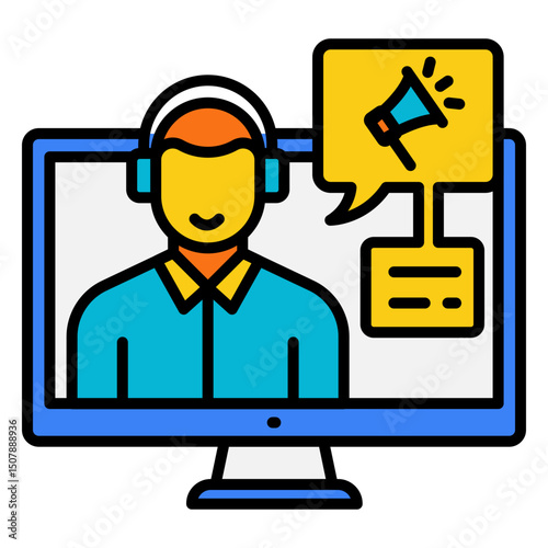 Online Support with Virtual Assistant on Computer Screen