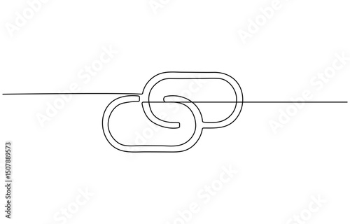 Chain link icon continuous one line drawing, Vector illustration. Chain icon in continuous line drawing style. Line art of chain icon.