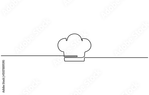Continuous Line Drawing of Chef Icon, Hand Drawn Symbol Vector Illustration. Chef Hat continuous line drawing.