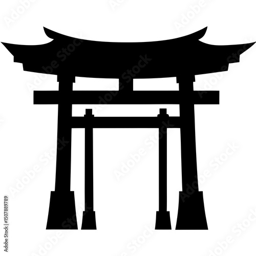 japanese-torii-gate-silhouette-on-white-background 