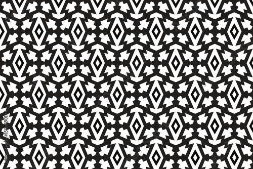 vector black and white seamless pattern with geometric textile abstract background	