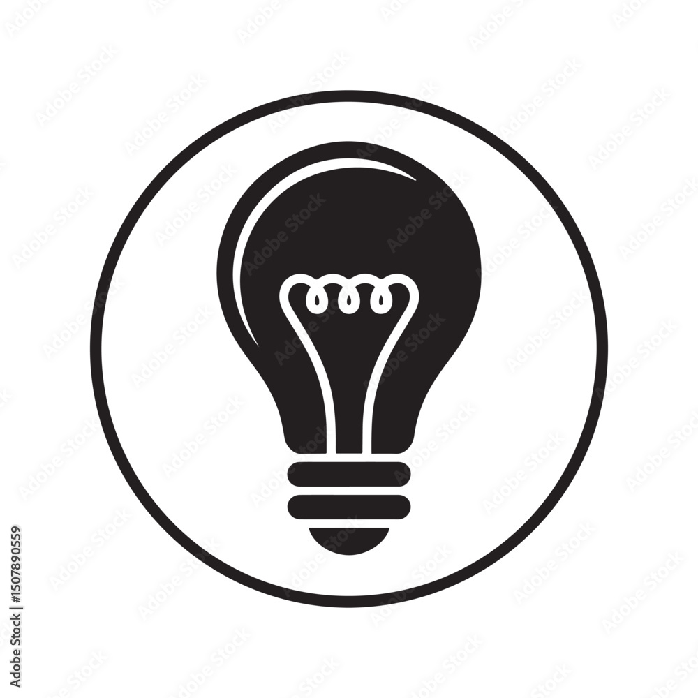 Lightbulb with idea innovation line art vector icon for business apps and websites. Vector black silhouette. with white background Lightbulb with idea innovation line art vector icon for business apps and websites. Vector black silhouette. with white background