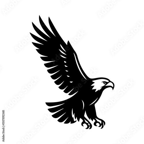 Bald eagle bird of prey icon with transparent background
