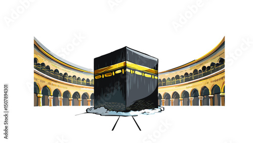 Serene Scene of Kaaba Pilgrimage

