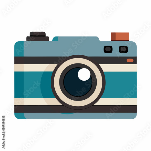 Monochrome vector of a retro camera. Perfect for vintage-styled World Camera Day flyers and online ads.