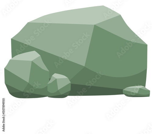 3D Rock Illustration with Realistic Stone 