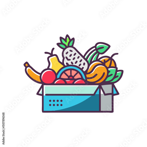 Box of Fresh Fruits and Vegetables
