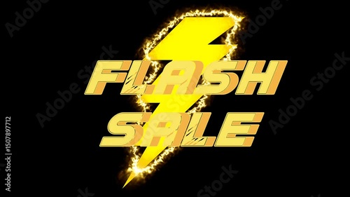 Pop up animation of FLASH SALE text and Logo Animation of electric lightning with side effect of electricity