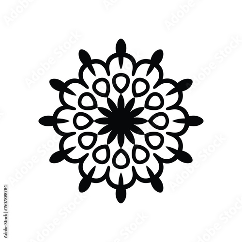 Black mandala pattern on white background