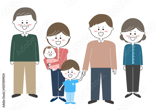 3世代家族のイラスト