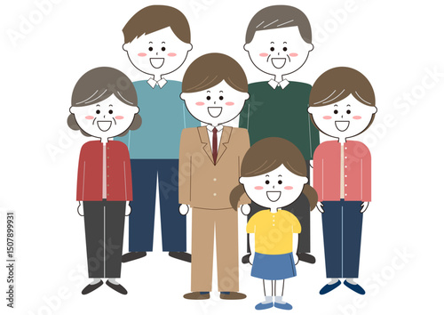 3世代家族のイラスト