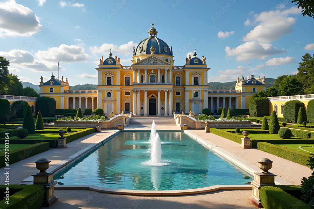 Fototapeta premium Baroque palace with pool