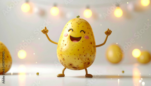 Joyful Dancing Potato A 3D Animated Character Illustration