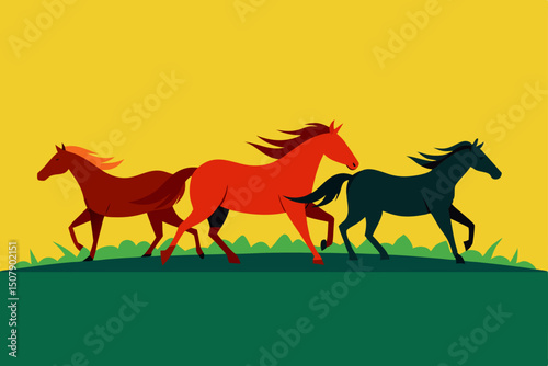 horses on the meadow