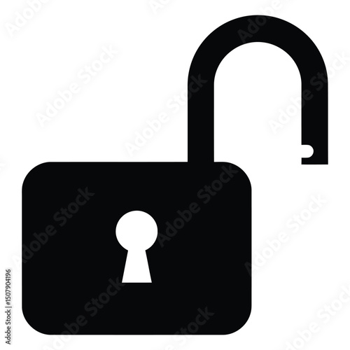 Illustration of an unlocked padlock in black color