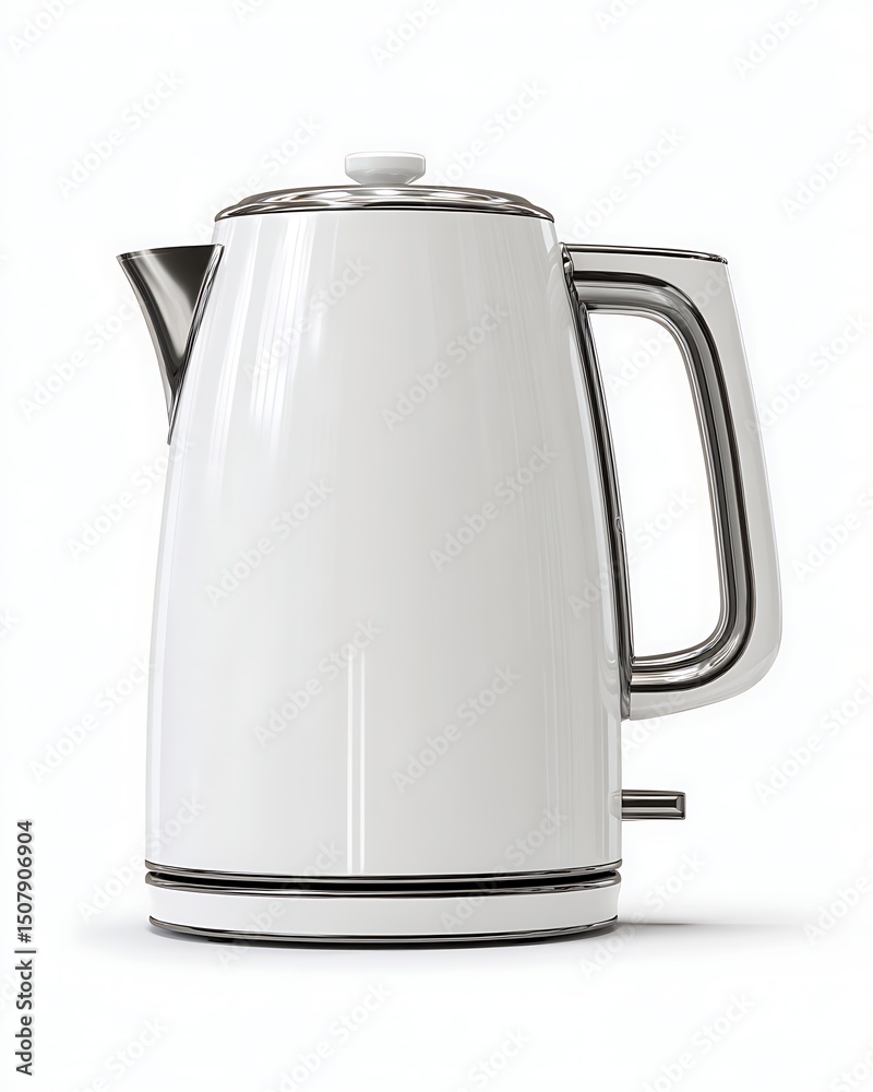 Fototapeta premium Electric water kettle with sleek design, isolated on pure white background. Ideal for web stores and promotional materials.