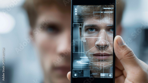 Deepfake cyber attack. Image of a client verification process using deepfake technology.