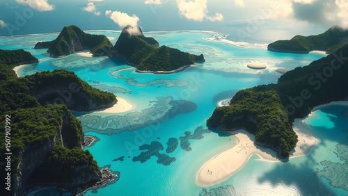 aerial view of tropical island
