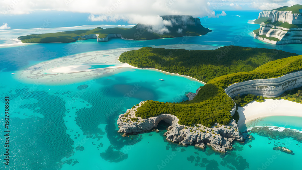 aerial view of tropical island aerial view of tropical island