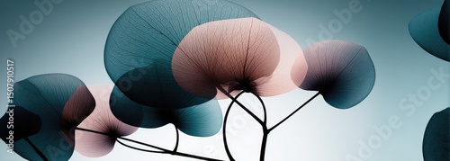 Abstract Floral Design With Teal And Pink Circles