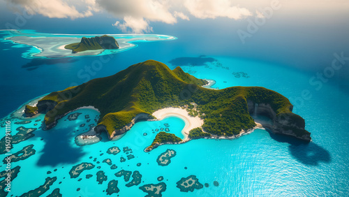 aerial view of tropical island