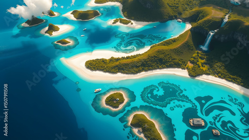 aerial view of tropical island
