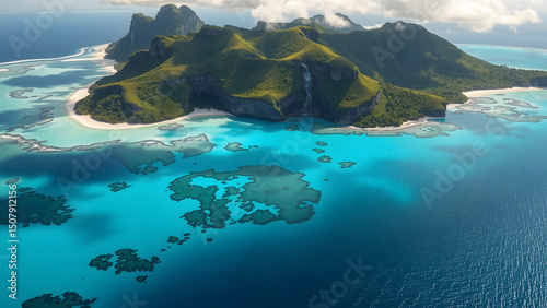 aerial view of tropical island