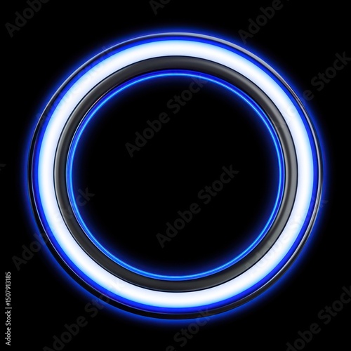 Circular neon blue frame
