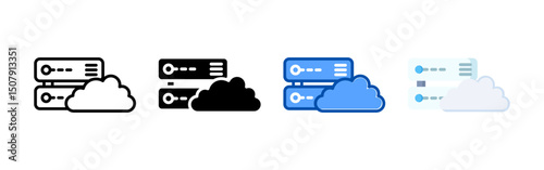 Cloud server icon set bundle. Multi style icon collection perfect for websites, apps, and presentations. Simple vector icon collection