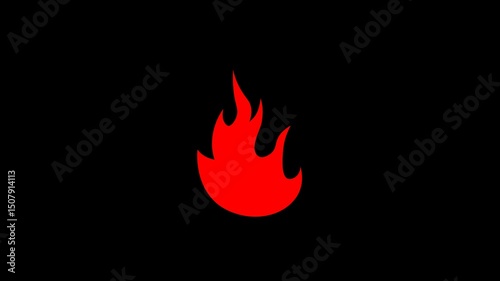 Fire Flame Vector Animation Sign Symbol 4k Motion Graphics Video Footage with Alpha Channel
