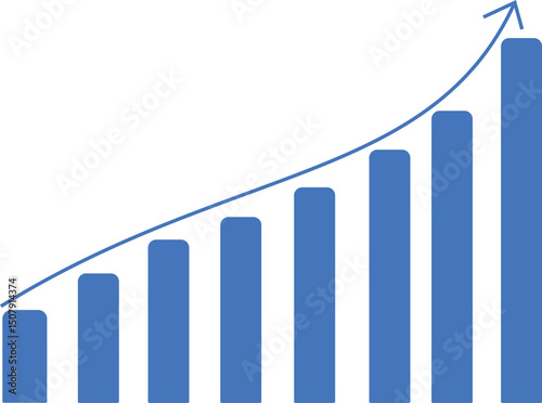 Growth Chart: An upward trending bar graph illustrating exponential growth and positive trajectory in business, finance, or investment. 
