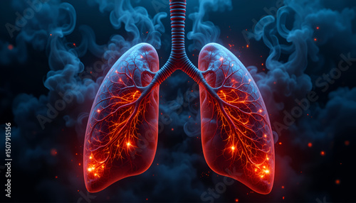 World Lung Cancer Day, Featuring Glowing Elements To Emphasize The Importance Of Lung Health Awareness, World Lung Day, International Lung Cancer Day, National Lung Day 