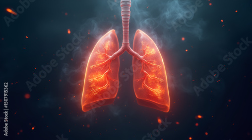 World Lung Cancer Day, Featuring Glowing Elements To Emphasize The Importance Of Lung Health Awareness, World Lung Day, International Lung Cancer Day, National Lung Day 