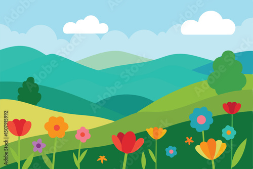 spring landscape with flowers