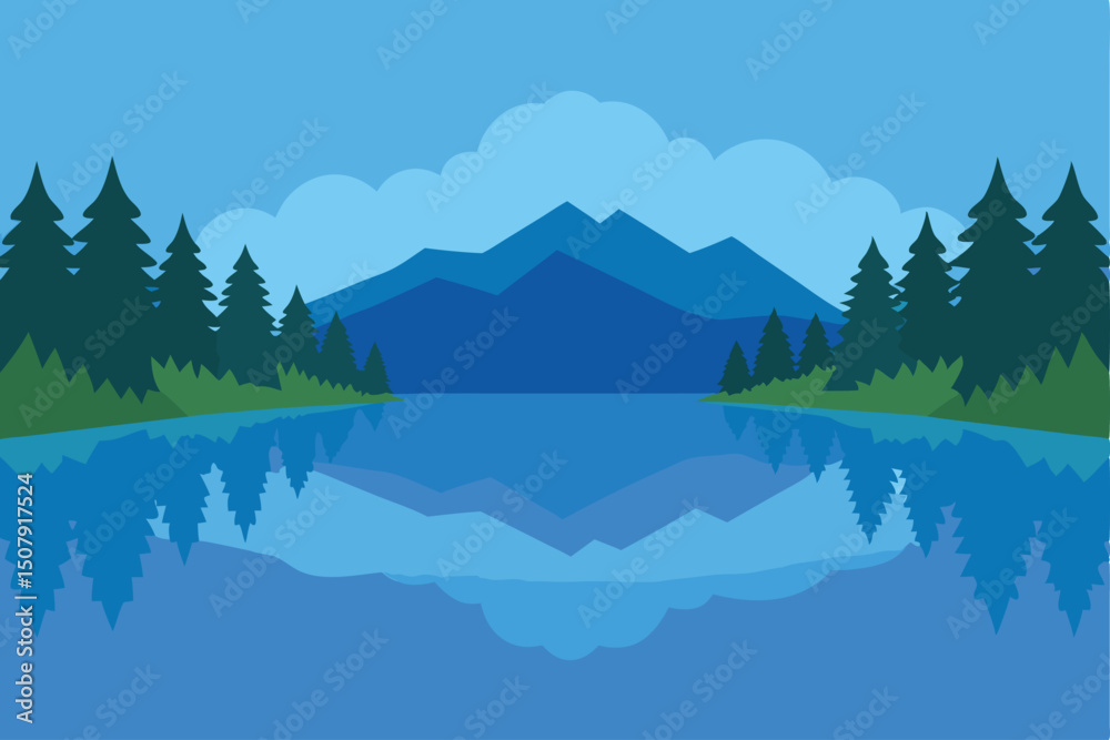 Fototapeta premium mountain landscape with lake and mountains