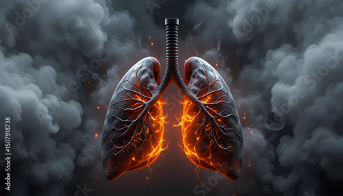 Human lungs x-ray, Abstract illustration,  Health Care , Respiratory System Breathing, World Lung Cancer Day, World Lung Day, Global Health Care Day, National Lung Day 