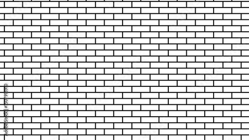 brick wall vector art simple outline design isolated white background, seamless building cement concrete wall grunge background.