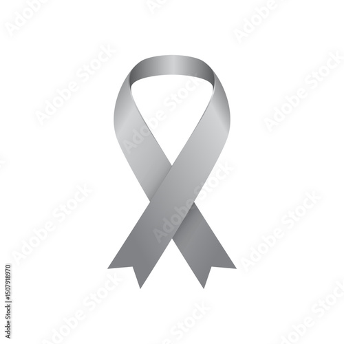 Grey ribbon icon template. Symbol of diabetes, borderline personality disorder, asthma and brain cancer awareness. 