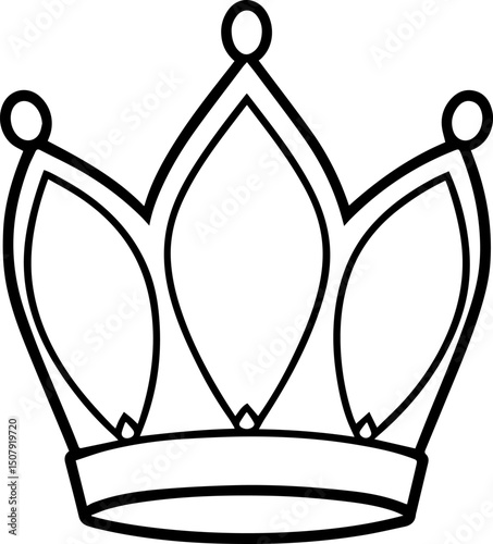 Crown Icons outline vector and illustration, coloring book page