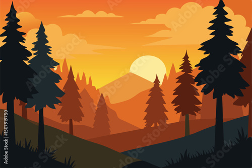 sunset in the mountains background