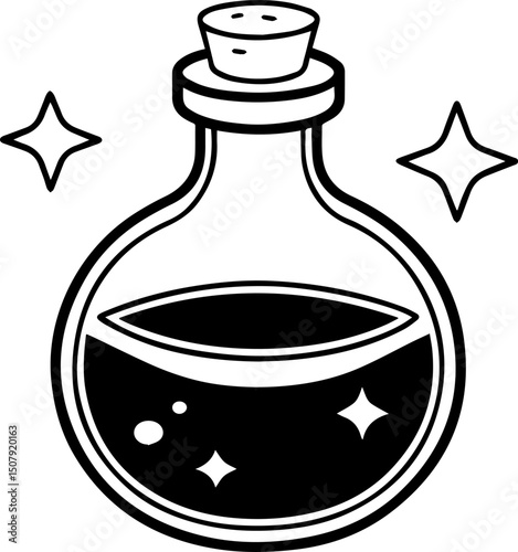 Potion outline vector and illustration, coloring book page