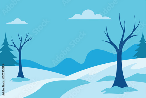 winter landscape with trees and snow background