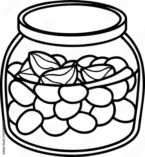 Preserved food outline vector and illustration, coloring book page