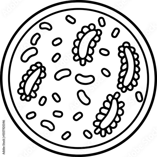 Bacteria outline vector and illustration, coloring book page